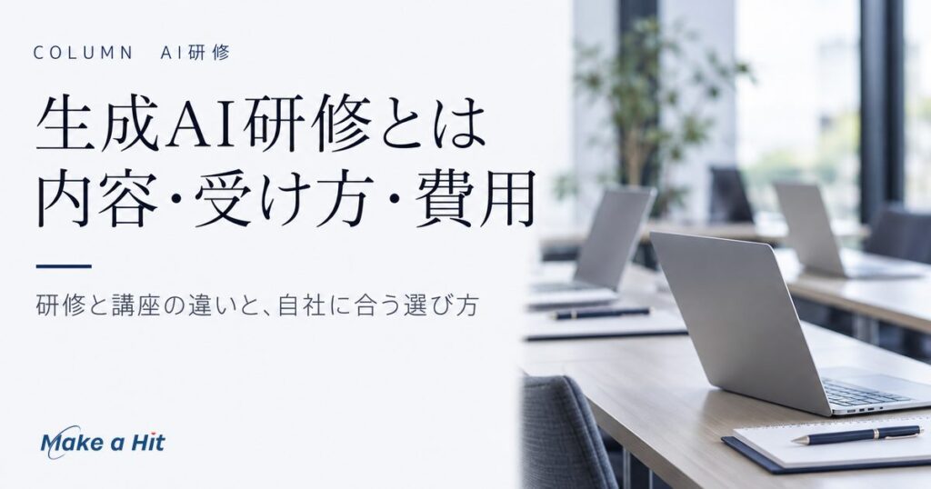 生成AI研修の内容・受け方・費用の決まり方と、自社に合う選び方を解説する記事のアイキャッチ