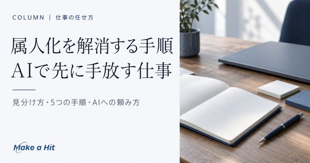 属人化を解消する手順｜AIで先に手放す仕事（見分け方・5つの手順・AIへの頼み方）